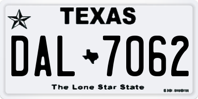 TX license plate DAL7062
