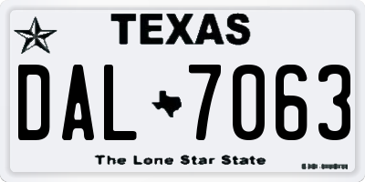 TX license plate DAL7063