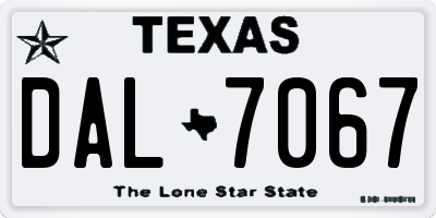 TX license plate DAL7067