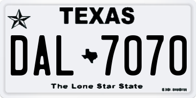 TX license plate DAL7070