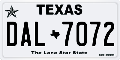 TX license plate DAL7072