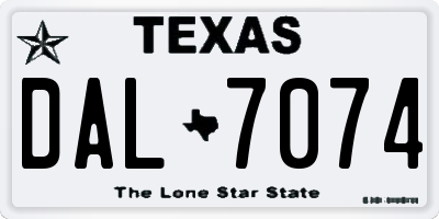 TX license plate DAL7074