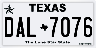 TX license plate DAL7076