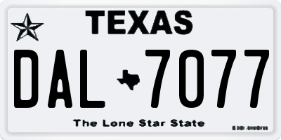 TX license plate DAL7077