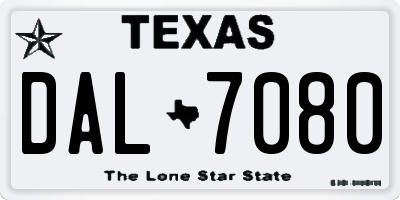 TX license plate DAL7080