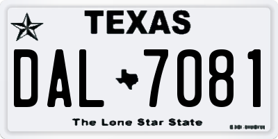 TX license plate DAL7081