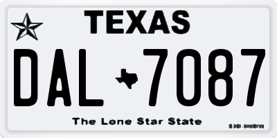 TX license plate DAL7087