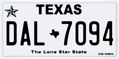 TX license plate DAL7094