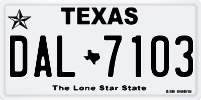 TX license plate DAL7103