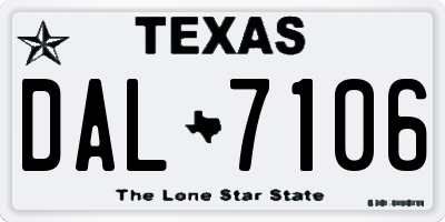 TX license plate DAL7106