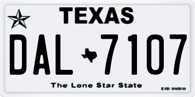 TX license plate DAL7107