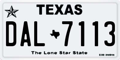 TX license plate DAL7113