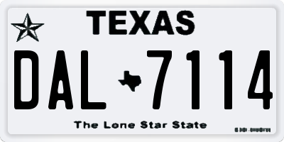 TX license plate DAL7114