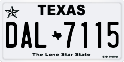 TX license plate DAL7115