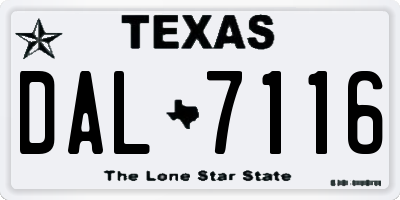 TX license plate DAL7116
