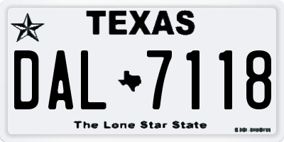 TX license plate DAL7118