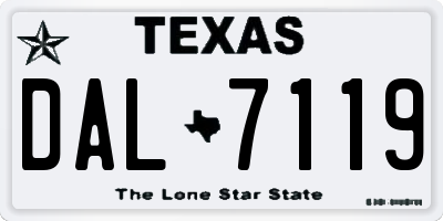 TX license plate DAL7119