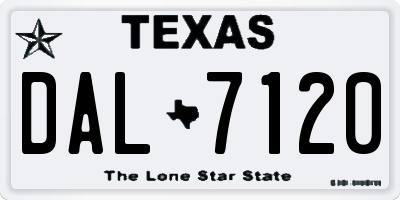 TX license plate DAL7120