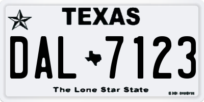 TX license plate DAL7123
