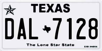 TX license plate DAL7128