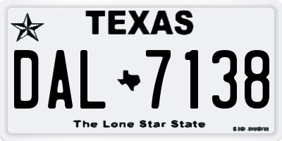 TX license plate DAL7138