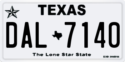 TX license plate DAL7140