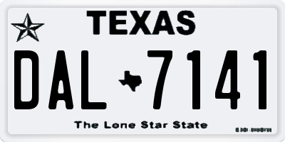 TX license plate DAL7141