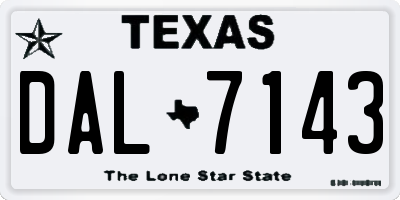 TX license plate DAL7143
