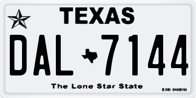 TX license plate DAL7144