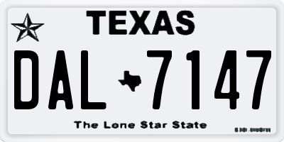 TX license plate DAL7147