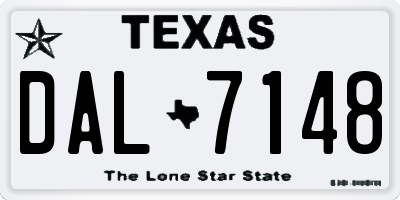 TX license plate DAL7148
