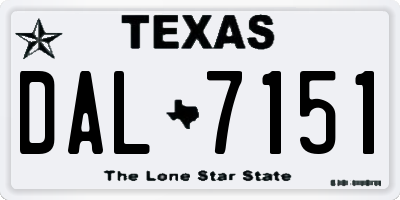 TX license plate DAL7151
