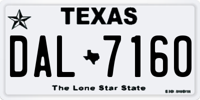 TX license plate DAL7160