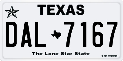 TX license plate DAL7167