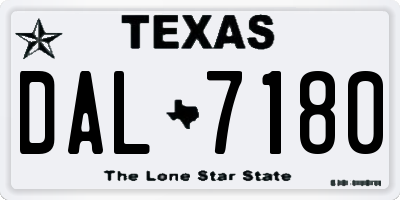 TX license plate DAL7180