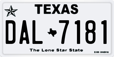 TX license plate DAL7181
