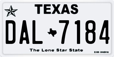 TX license plate DAL7184