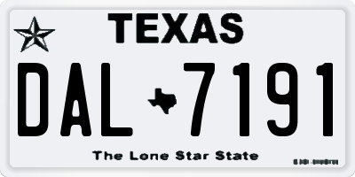 TX license plate DAL7191