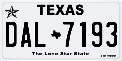 TX license plate DAL7193
