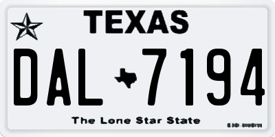 TX license plate DAL7194