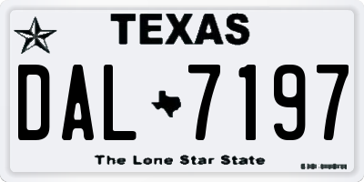 TX license plate DAL7197