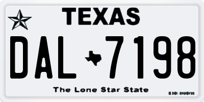 TX license plate DAL7198