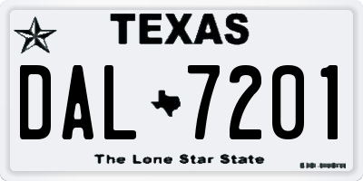 TX license plate DAL7201