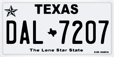 TX license plate DAL7207