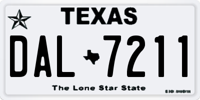 TX license plate DAL7211