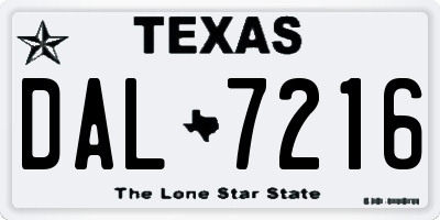 TX license plate DAL7216