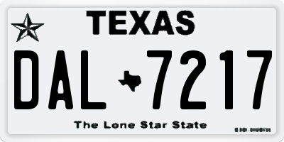 TX license plate DAL7217