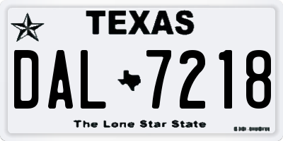 TX license plate DAL7218