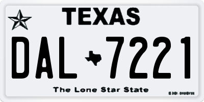 TX license plate DAL7221