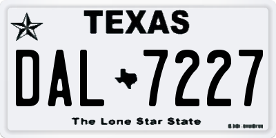 TX license plate DAL7227